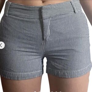 Kenar Blue White Slash Pockets Coastal Nautical Striped Bermuda Shorts Size 10